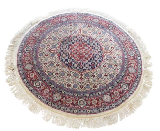 Vintage Handmade Persian Round Rug With Silk (1 of 6)