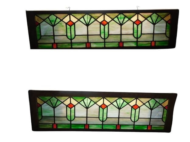 Pair of Stained Glass Antique Transom Windows (1 of 2)