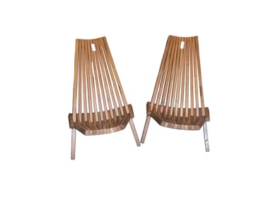 Mid Century Modern Slatted Folding Chairs