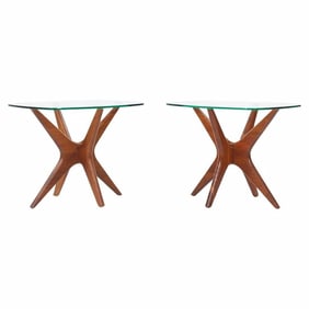 Pair Adrian Pearsall Walnut Jacks Side Tables