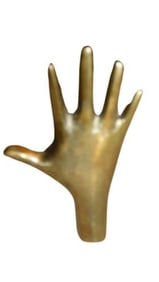 Vintage 1950s Carl Aubock Solid Brass Hand Paperweight