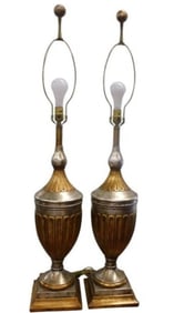 Paul Hanson Gold and Silver Hollywood Regency Lamps