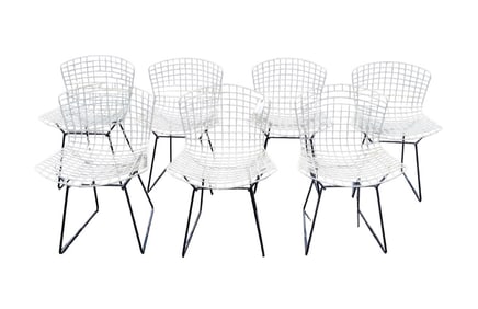 Vintage Seven MCM Knoll White Wire Chairs