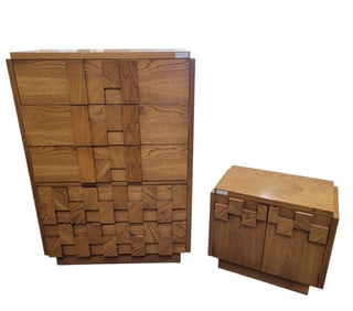 Lane Brutalist High Chest and Nightstand