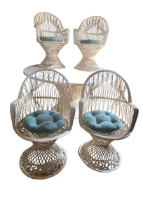 Russell Woodard Spun Round Patio Table Set + 4 Chairs