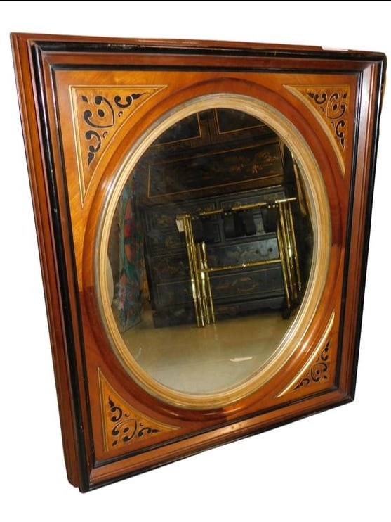 Wood Frame Oval Mirror Goldenloid (1 of 1)