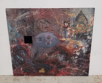 Large Modern Painting Brutalist Style