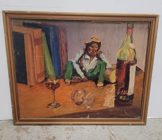 Vintage Oil on Board Signed of a  Native American