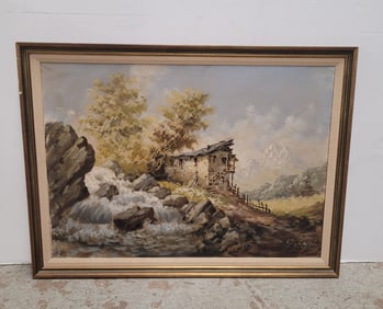 Mountain Landscape Oil Painting Signed