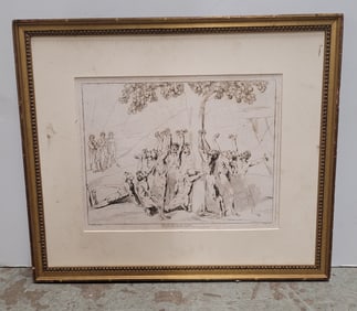 Etching of the Tree of Life Religious Bartolomeo Pinelli 1825