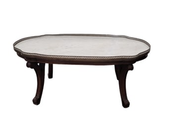 1940s Deco Style French Boulle Marble Table