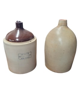 Two 19th Century Antique American Signed Advertising Jugs