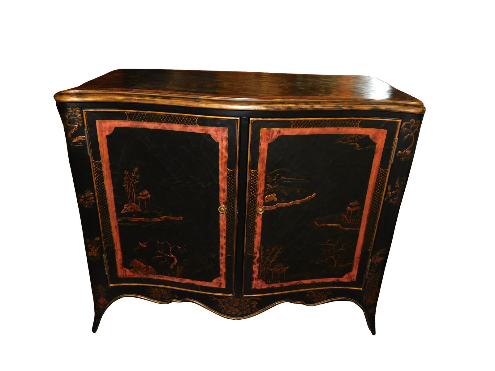 Maitland Smith 2 door Chinoiserie Cabinet: Description: Very nice Maitland-Smith 2 door Chinoiserie cabinet. The measurements:41" wide x 26" deep x 34.5" high