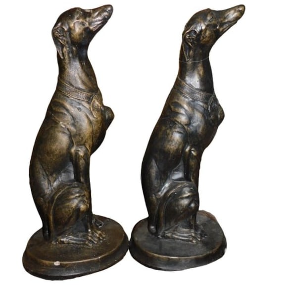 Pair Vintage Plaster Dogs - A Pair (1 of 2)