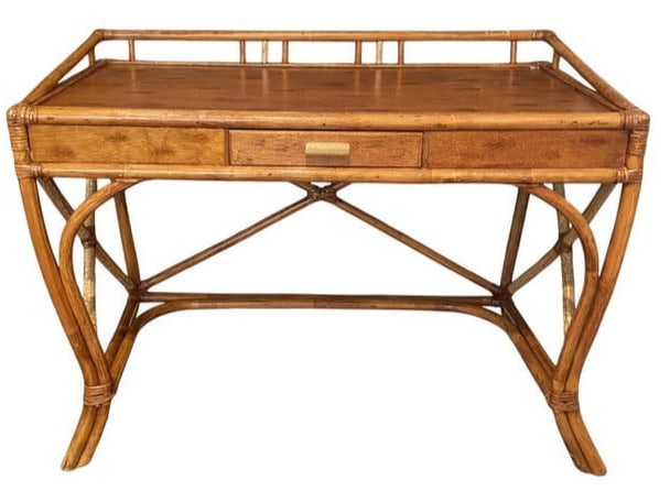 Vintage Rattan Writing Desk  & Chair- Tommi Parzinger (1 of 4)