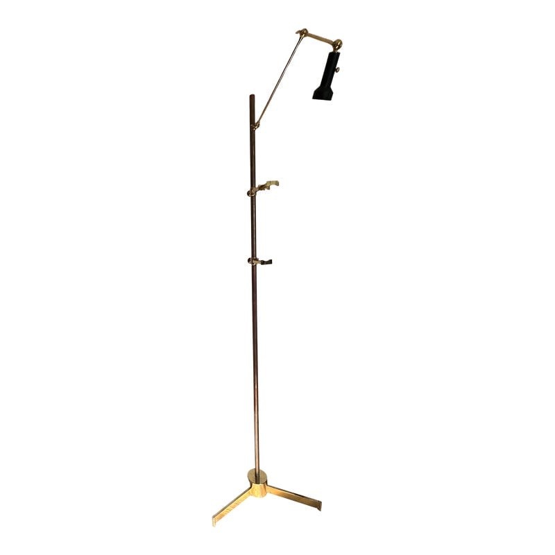 Angelo Lelli for Arredoluce Italy Brass Easel Lamp with Floor Switch (1 of 5)