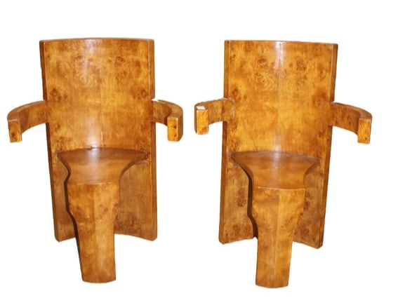 Pair of Burled Art Deco Chairs (1 of 2)