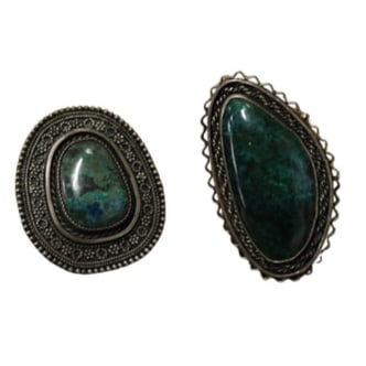 (2) vintage sterling silver eilat stone brooches/pendants (1 of 6)