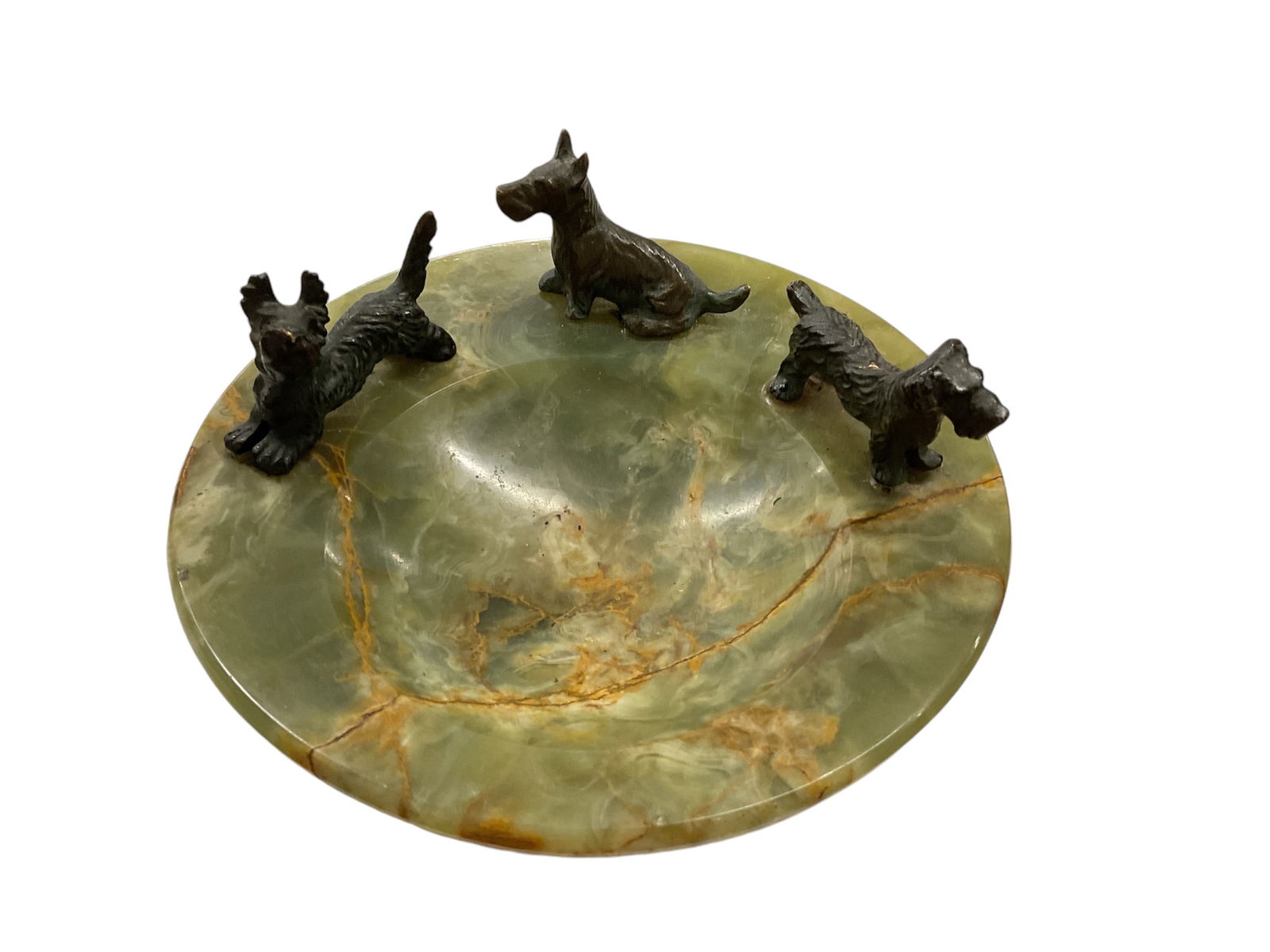 Green Onyx and Bronze dogs Tray (1 of 2)