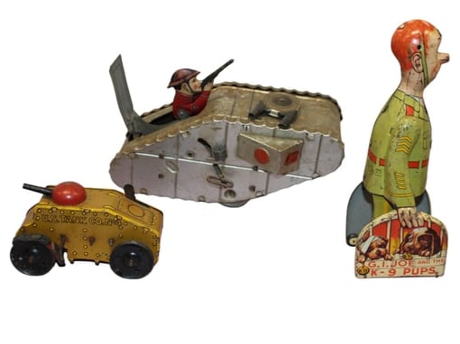 Three Piece Vintage Tin Toy Lot (1 of 4)
