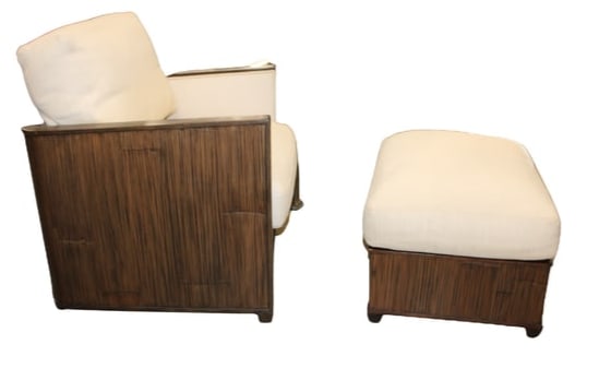 Art Deco Style Chair & Ottoman by McGuire of San Francisco: This is a wonderful set. Art Deco style chair and ottoman by McGuire of San Francisco.The measurements are as follows:The chair measures 24" high x 30" wide x 29" deep. The seat height is 17".The matc