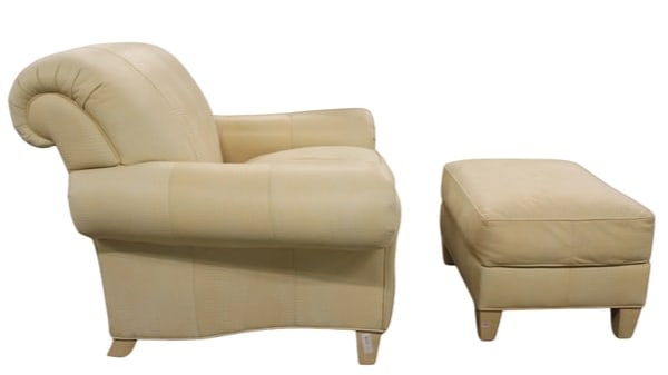 Fine Leather Arm Chair with Matching Ottoman (1 of 2)
