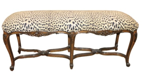 Louis XV French Upholstered Bench: Superb French Upholstered Bench in the Louis XV Style. The bench measures:48" wide x 18" deep x 19" high.This bench is exceptional!