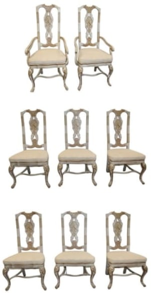 Set of Eight Chinoiserie Queen Anne Style Dining Chairs by Heritage (1 of 3)