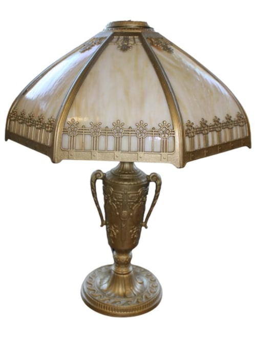 Antique Slag Glass Lamp: Description:Measurements: