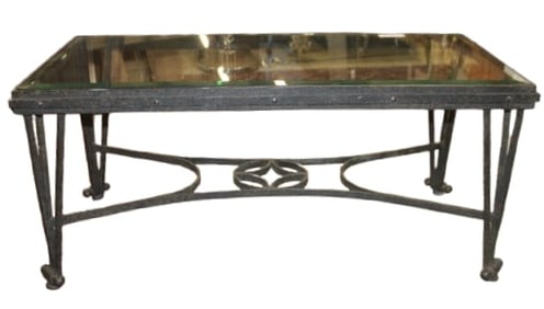 Gregorius Pineo Wrought Iron & Glass Coffee Table