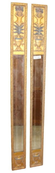 Pair Vintage 5 Ft Tall Hollywood Regency Putti Pilasters Pier Mirrors (1 of 2)