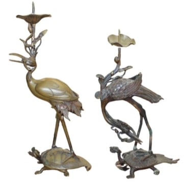 Pair of Japanese Crane Candlesticks (1 of 1)