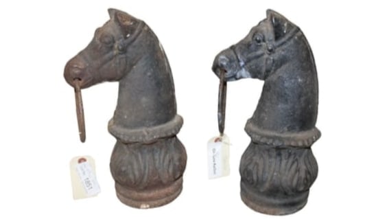 Pair of Horse Hitching Post Tops (1 of 2)
