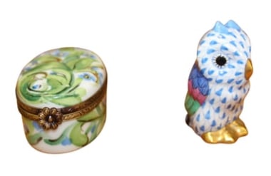 Limoges trinket box & Herend baby owl (1 of 5)