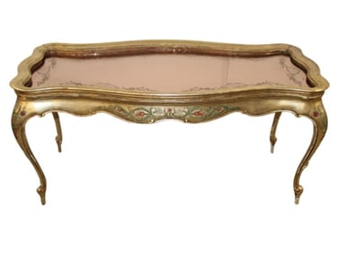 Venetian Coffee Table with Rose Colored Mirror