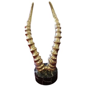 Vintage Mid Century Modern Cast Bronze Antelope Horns