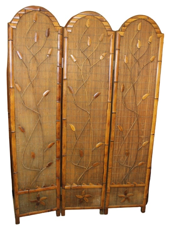 Bamboo Rattan Organic Bohemian Folding Screen Room Divide (1 of 5)