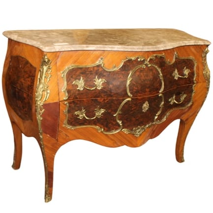 Louis XV Style Marble Top Commode: Louis XV Style Marble Top CommodeMeasuring: 19 inches deep x 33 inches high x 45 inches long