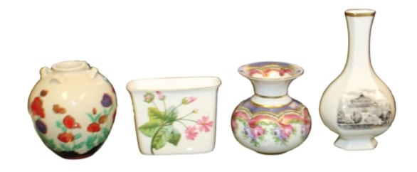 Set of 4 Fine China Miniature Vases