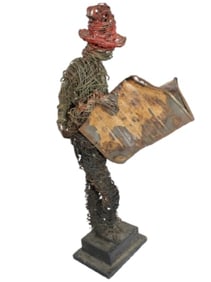 Eduardo Torres Man Reading Wire Sculpture