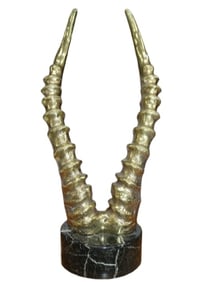 Vintage Mid-Century Bronze Antelope Horn Sculpture