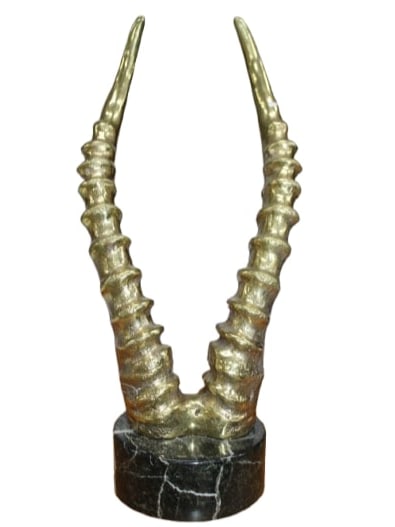 Vintage Mid-Century Bronze Antelope Horn Sculpture (1 of 1)