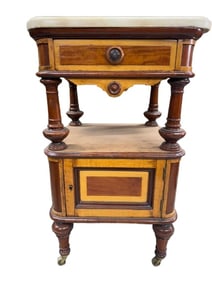 Marble Top 2-tier Oak Commode