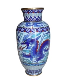 Asian Enameled Vase with Dragon