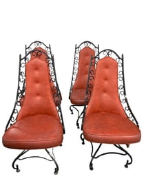 Wrought Iron Mid Century Modern Dining Chairs Set of Four