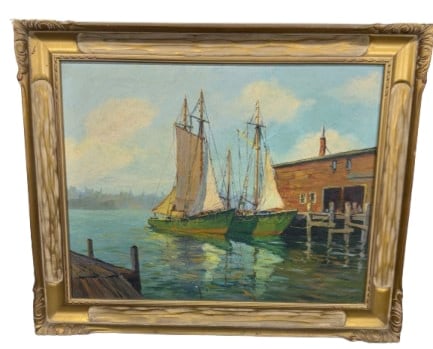 Oil on Canvas by J. J. Enwright: J. J. Enwright oil on Canvas. Height 19.5" Width 23.5" Depth 1"