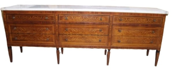 Italian Marble Top Louis XVI Cabinet with beautiful Marquetry. (1 of 4)