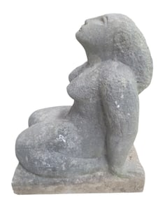 Rare Antique Modernist Marble Art Deco Seated Woman Sculpture