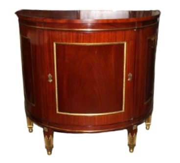 Maison Jansen Style Regency Commode: Exceptional Jansen Style Regency Commode with gilt feather ormolu on legs.
