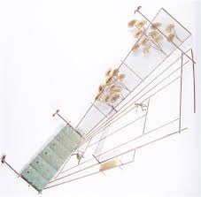 Curtis Jere Sculpture - Tennis: Wire and brass sculpture of Tennis Courts, people, trees by artist Curtis Jere.